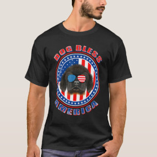 Tibetan Mastiff Dog Bless America Flag Patriotic 4 T-Shirt