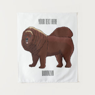 Tibetan Mastiff dog cartoon illustration Tapestry