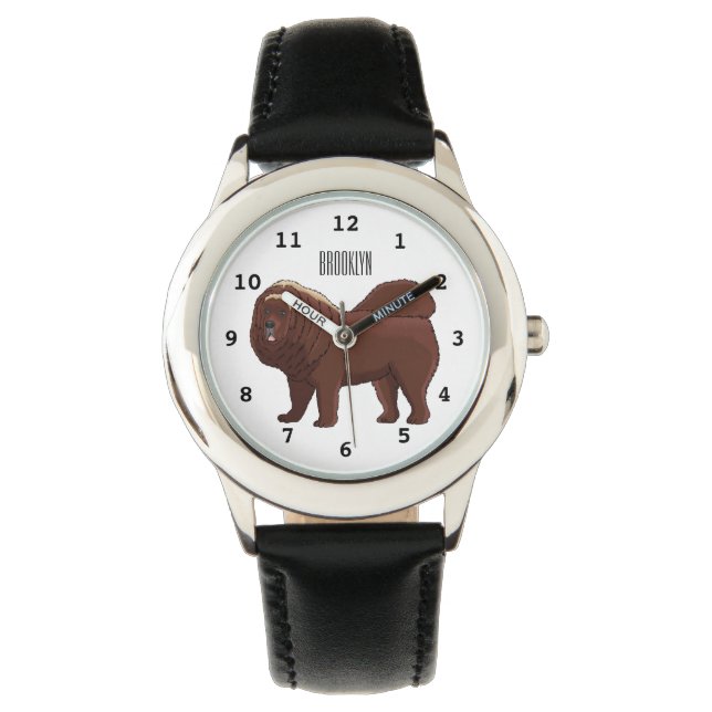 Tibetan Mastiff dog cartoon illustration  Watch (Front)