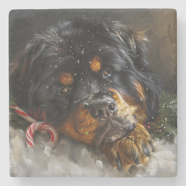 Tibetan Mastiff Dog Christmas Festive  Stone Coaster (Front)