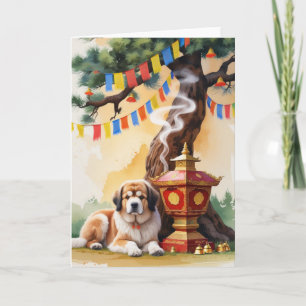Tibetan Mastiff Dog Christmas Greeting Card