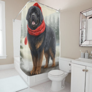 Tibetan Mastiff Dog in Snow Christmas 