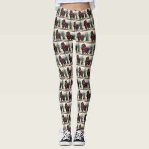 Tibetan Mastiff Dog in Snow Christmas  Leggings