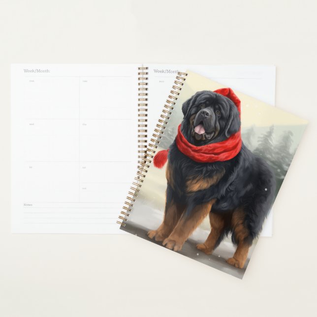 Tibetan Mastiff Dog in Snow Christmas  Planner (Display)