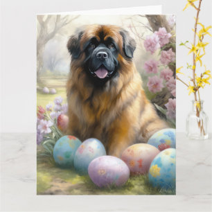 Tibetan Mastiff Dog with Easter Eggs Holiday Card