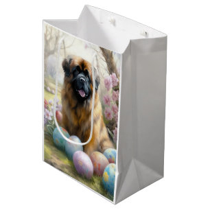 Tibetan Mastiff Dog with Easter Eggs Holiday  Medium Gift Bag