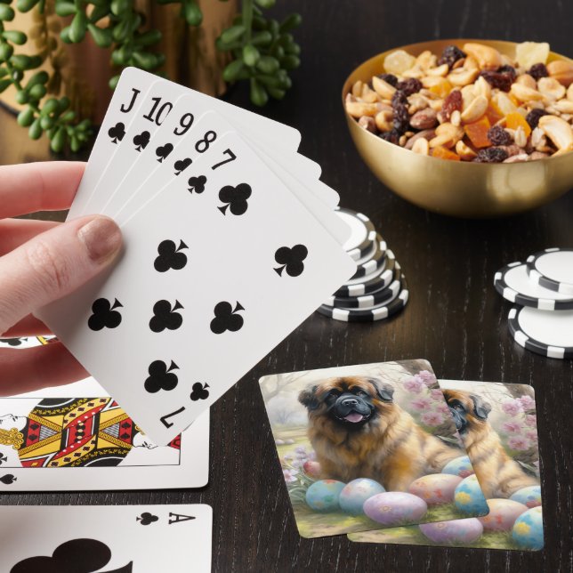 Tibetan Mastiff Dog with Easter Eggs Holiday  Playing Cards (In Situ)