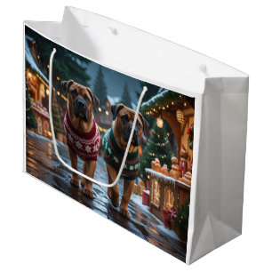 Tibetan Mastiff Dogs Christmas Snow Holiday Large Gift Bag
