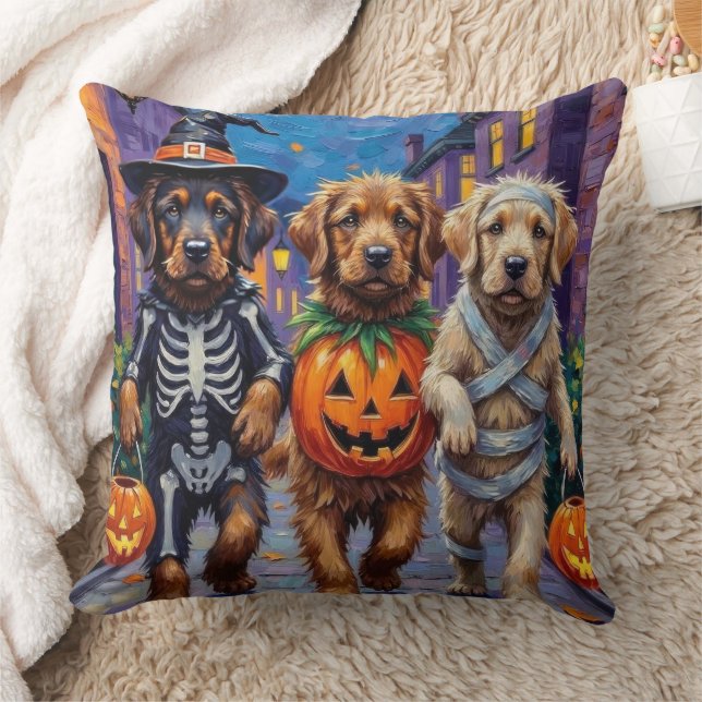 Tibetan Mastiff  Dogs In Halloween Costumes Throw Pillow (Blanket)