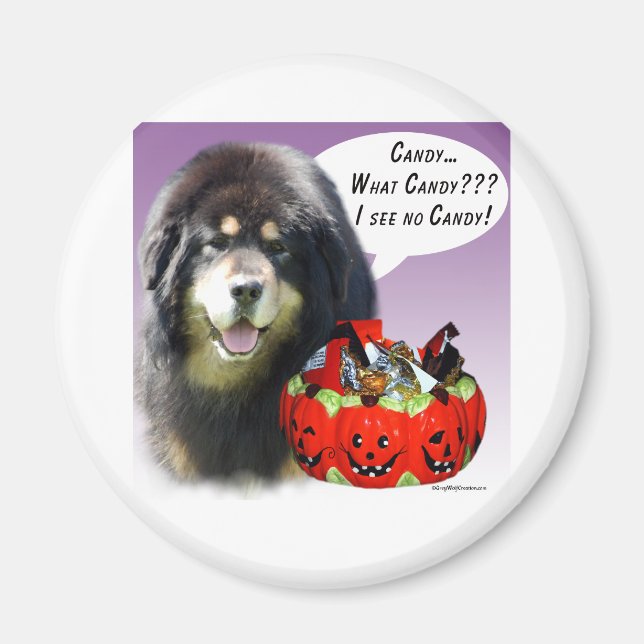 Tibetan Mastiff Halloween Candy Magnet (Front)