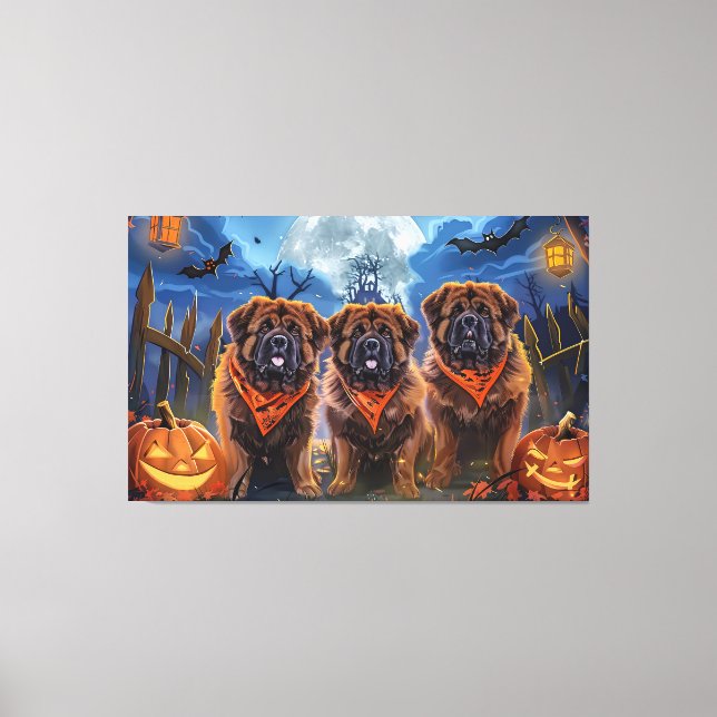 Tibetan Mastiff Halloween Spooky Canvas Print (Front)