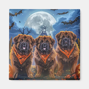 Tibetan Mastiff Halloween Spooky Magnet