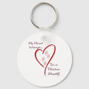 Tibetan Mastiff Heart Belongs Keychain
