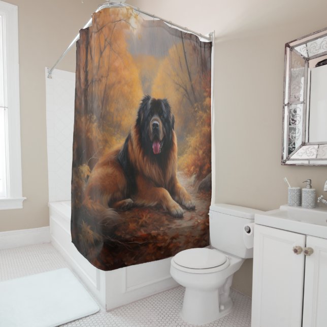 Tibetan Mastiff in Autumn Leaves Fall Inspire (In Situ)