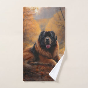 Tibetan Mastiff in Autumn Leaves Fall Inspire Bath Towel Set