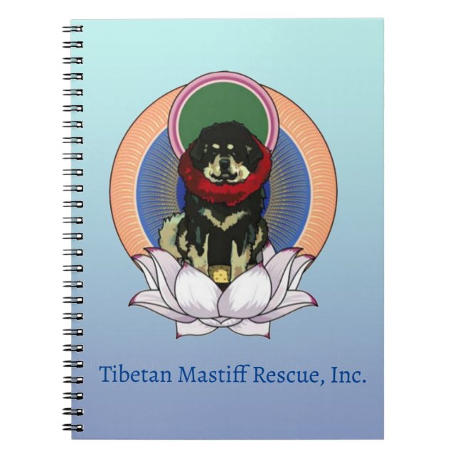 Tibetan Mastiff Lotus Flower Spiral Notebook (Front)