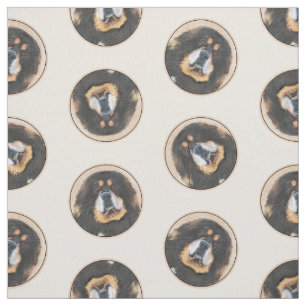 Tibetan Mastiff Painting Black and Tan Pet Dog Art Fabric