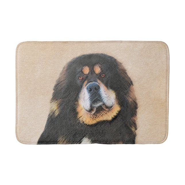 Tibetan Mastiff Painting - Cute Original Dog Art Bath Mat (Front)