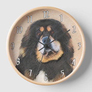 Tibetan Mastiff Painting - Cute Original Dog Art Clock