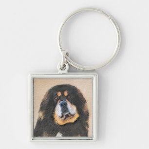 Tibetan Mastiff Painting - Cute Original Dog Art Keychain