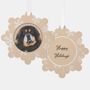 Tibetan Mastiff Painting - Cute Original Dog Art Ornament Card