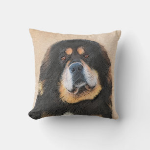 Tibetan Mastiff Painting - Cute Original Dog Art Throw Pillow