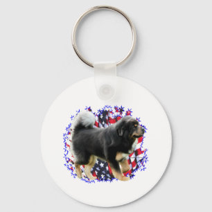 Tibetan Mastiff Patriot Keychain