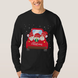 Tibetan Mastiff Riding Red Truck Merry Christmas X T-Shirt