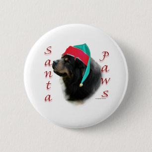 Tibetan Mastiff Santa Paws 2 Inch Round Button
