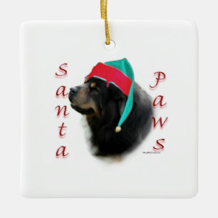 Tibetan Mastiff Santa Paws Ceramic Ornament