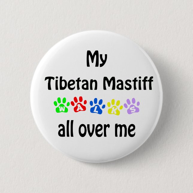 Tibetan Mastiff Walks Design 2 Inch Round Button (Front)