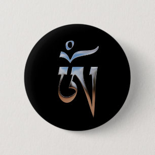 Tibetan Om 2 Inch Round Button