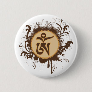 Tibetan Om 2 Inch Round Button