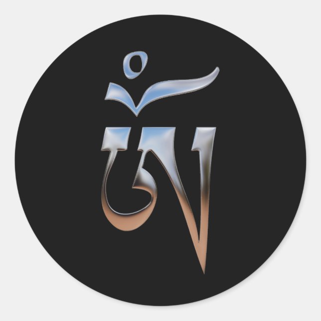 Tibetan Om Classic Round Sticker (Front)