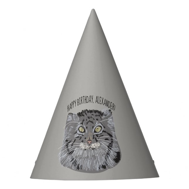 Tibetan Pallas Cat Personalized Party Hats (Front)