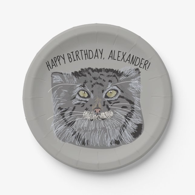 Tibetan Pallas Cat Personalized Party Plates (Front)