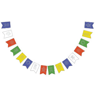 Tibetan Prayer Flag with Buddhist Symbols