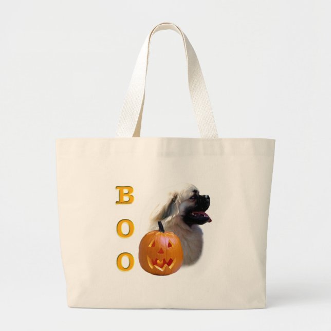 Tibetan Spaniel Boo Large Tote Bag (Front)
