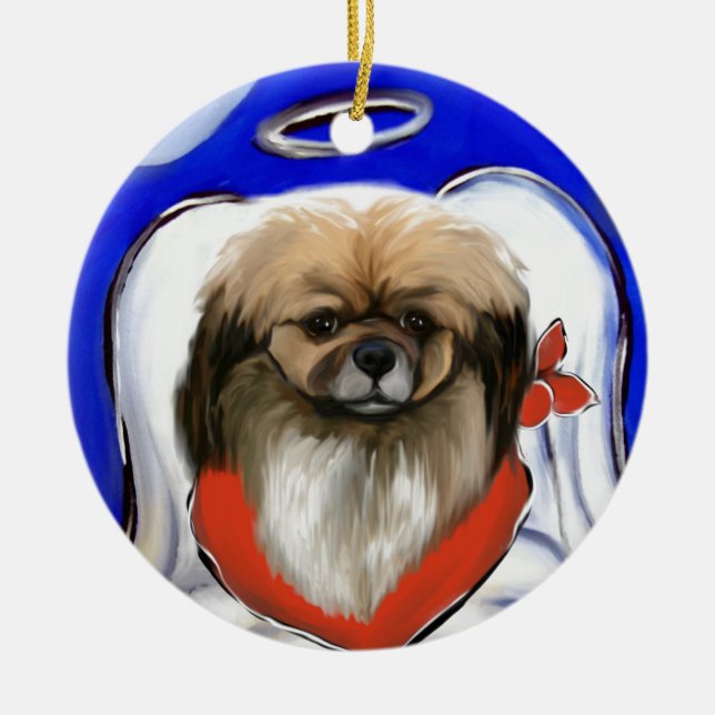 Tibetan Spaniel Ceramic Ornament (Front)