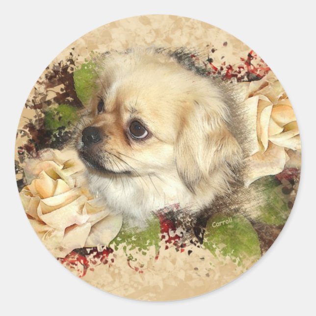 Tibetan Spaniel Classic Round Sticker (Front)