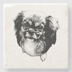 Tibetan Spaniel Coaster – Monochrome Dog Art