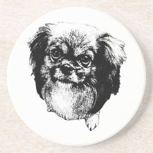 Tibetan Spaniel Coaster – Monochrome Dog Art