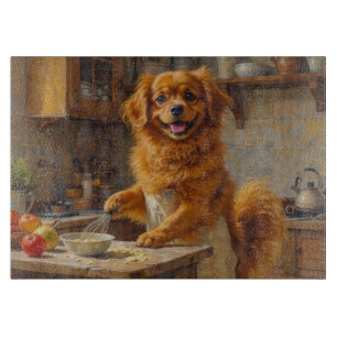 Tibetan Spaniel Cooking in Kitchen Cutting Board