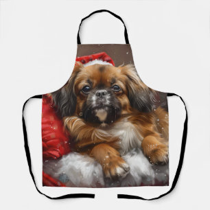 Tibetan Spaniel Dog Christmas Festive Apron