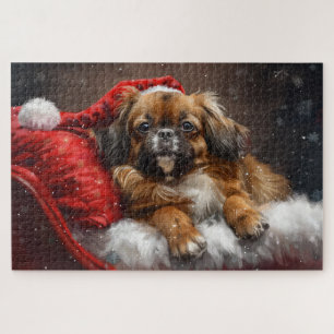 Tibetan Spaniel Dog Christmas Festive Jigsaw Puzzle