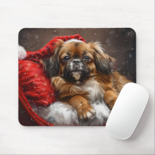Tibetan Spaniel Dog Christmas Festive Mouse Pad
