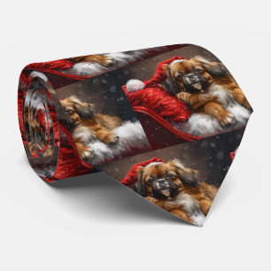 Tibetan Spaniel Dog Christmas Festive Tie