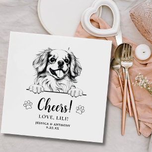 Tibetan Spaniel Dog Drawing Personalized Cheers Napkin
