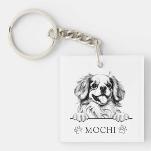 Tibetan Spaniel Dog Hand Drawing Personalized Keychain