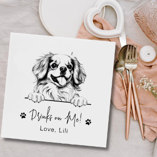 Tibetan Spaniel Dog Personalized Drinks On Me Napkin